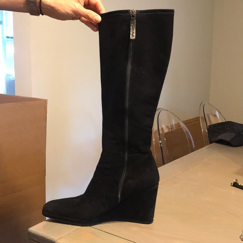 Prada knee boots with wedge size 37